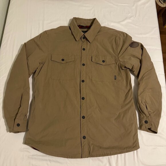 Eddie Bauer Men's Snap Button jacket Southwestern Fleece Lined Size L Tan - Picture 1 of 12